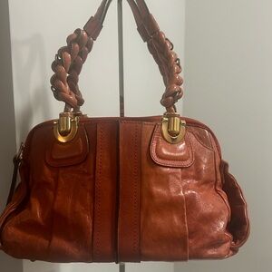 Chloe Satchel in Rich orange with Gold Accents